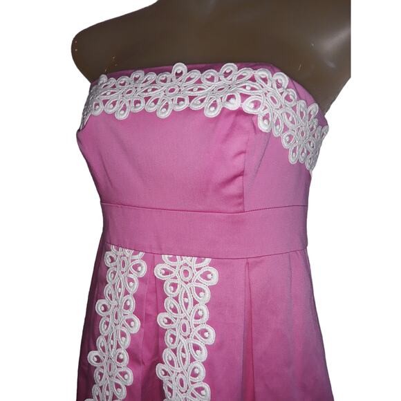 Lilly Pulitzer Sz 2 BETSEY Lace Fit N Flare Strapless Dress - Picture 3 of 10